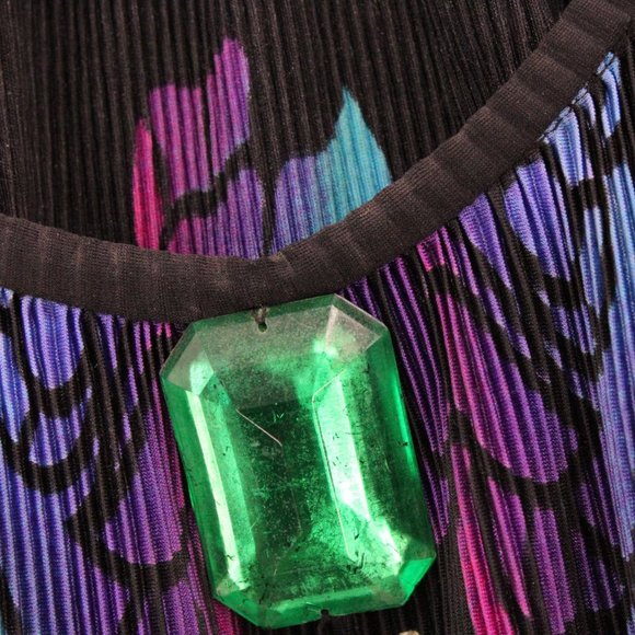 Vintage Virginie Paris Blouse Top Womens Black Art Graphic Nylon Size XL 80s - Picture 6 of 10